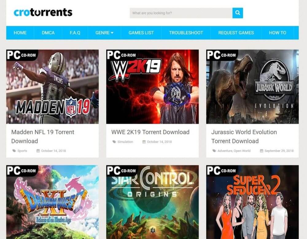 un test du site de torrent de jeux vidéo, CroTorrents